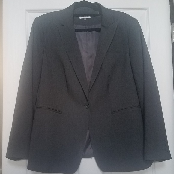 Calvin Klein Jackets & Blazers - Calvin Klein Charcoal Gray Blazer Size:16